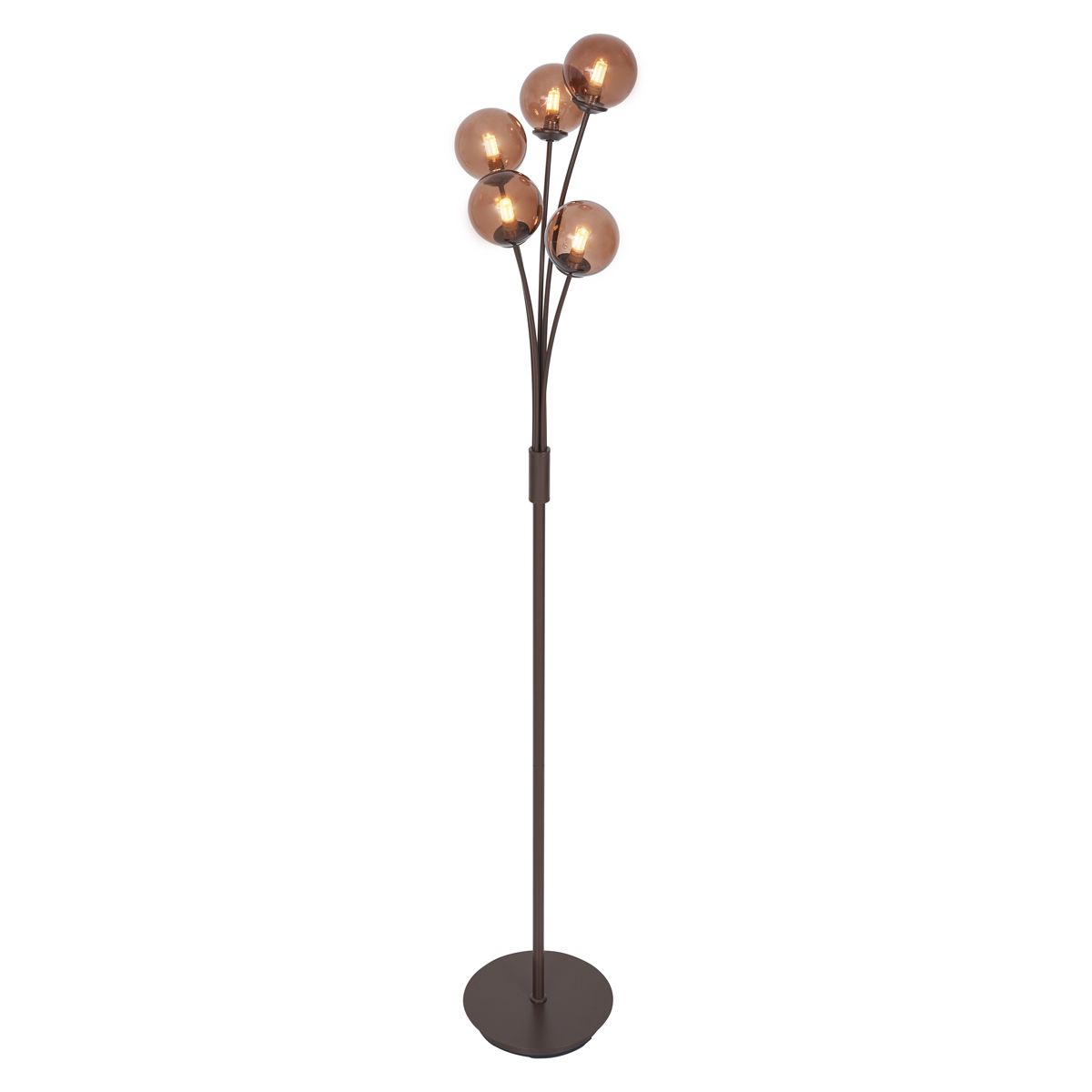 Design vloerlamp brons met brons glas 5-lichts - Athens