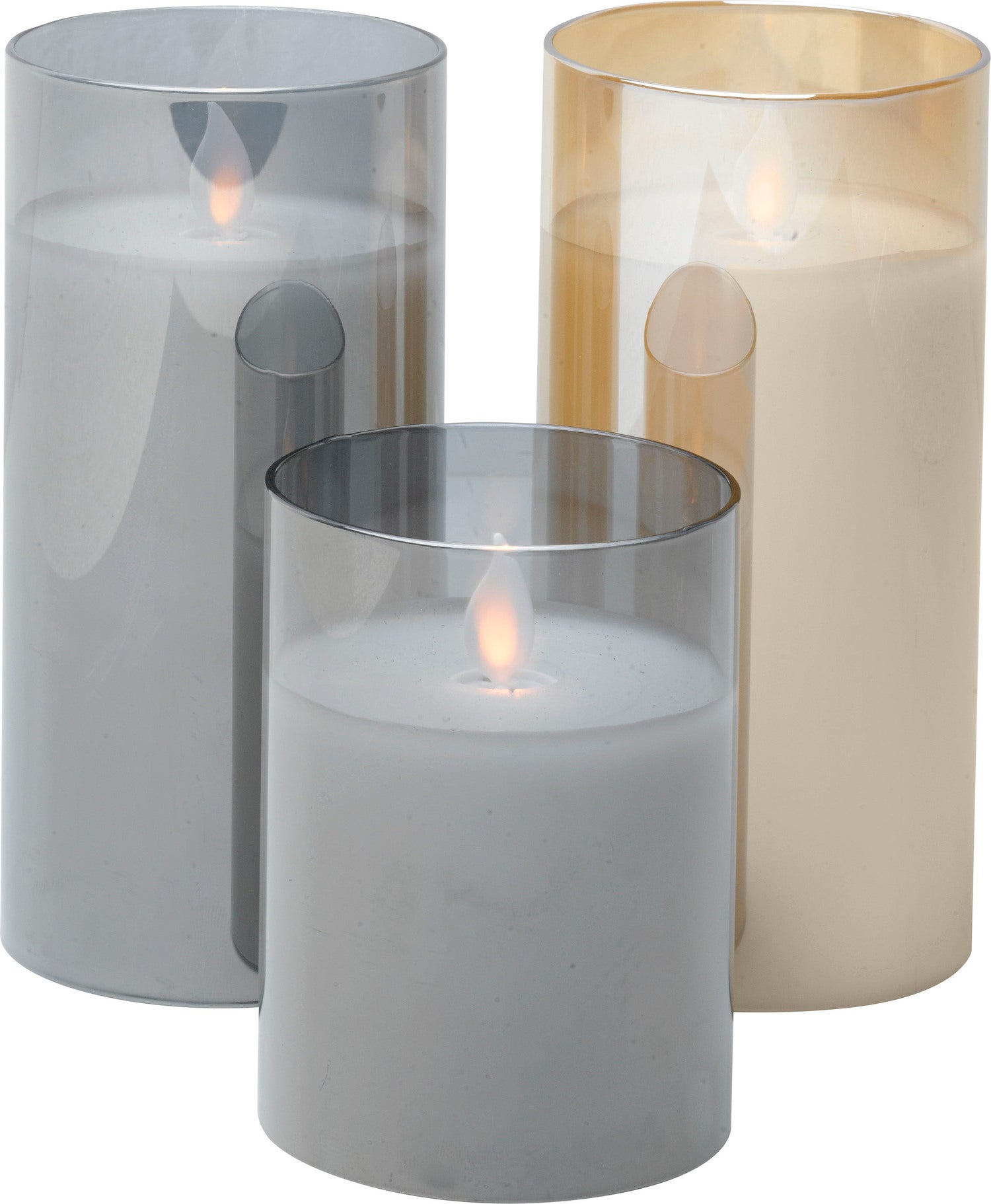 Intratuin LED kaars in glas met timer goud / wit D 7,5 H 15 cm