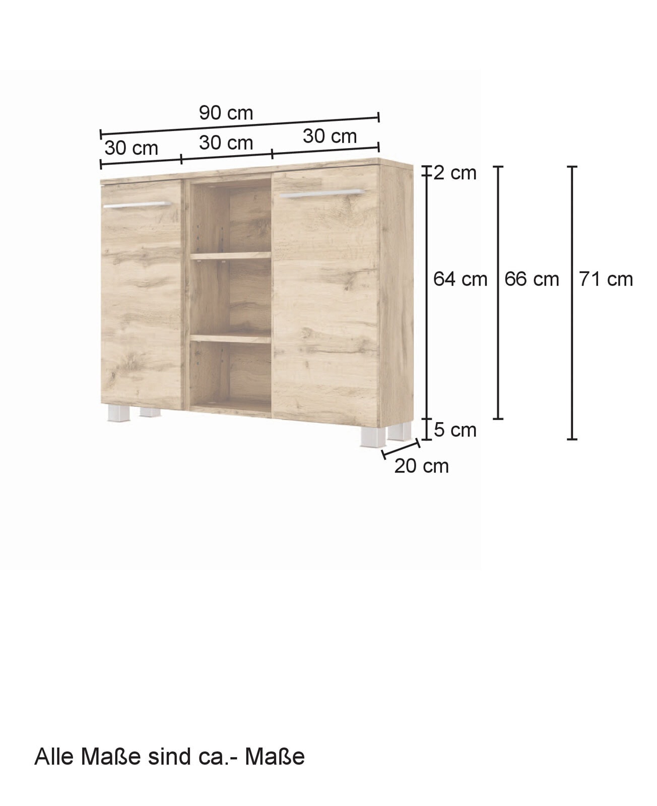 Sideboard LIVORNO 90 x 66 cm Wotan Eiche