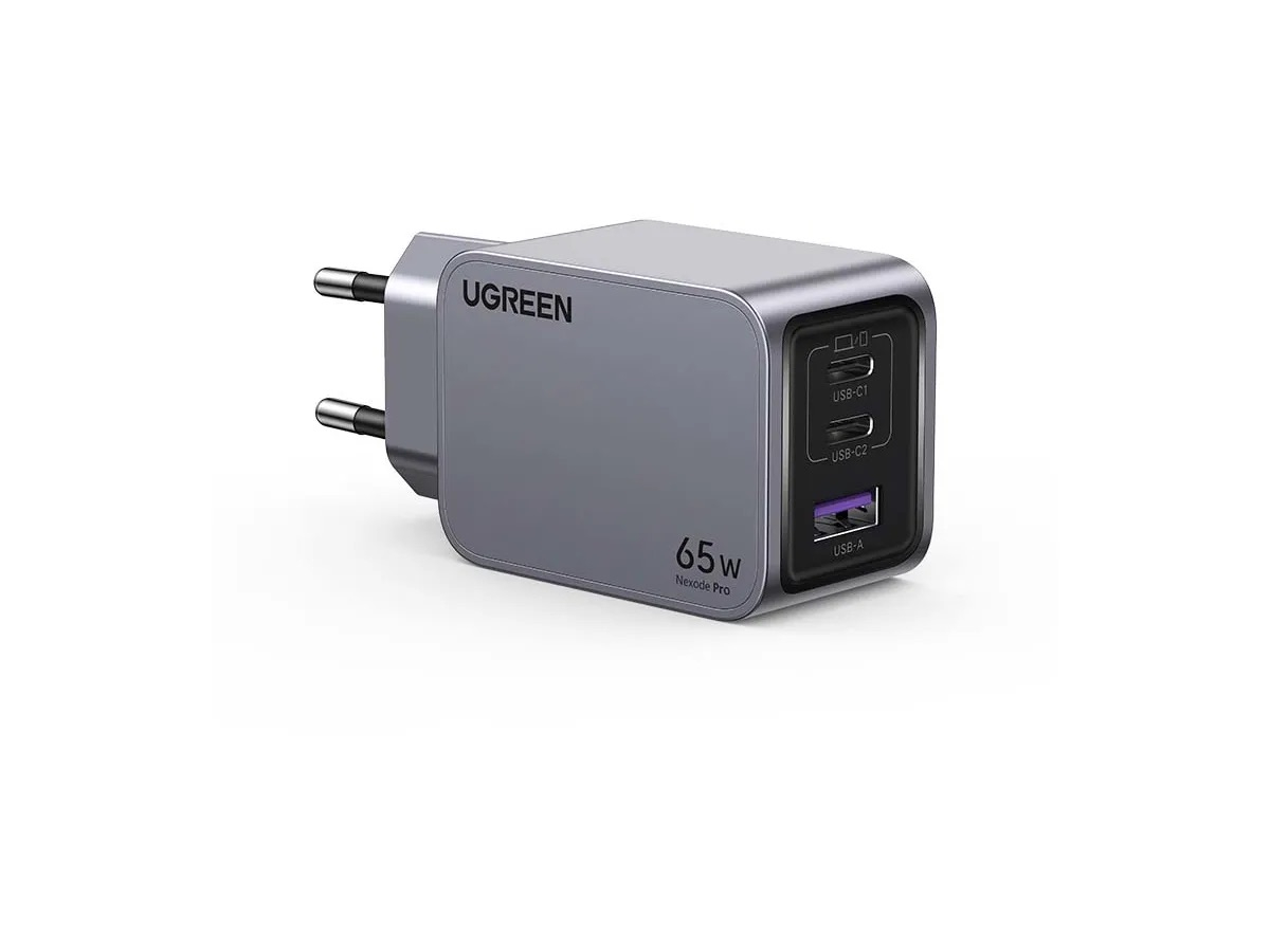 (65W) 2x USB C / USB A GaN Ladegerät Netzteil PD / QC (25871) - Grau