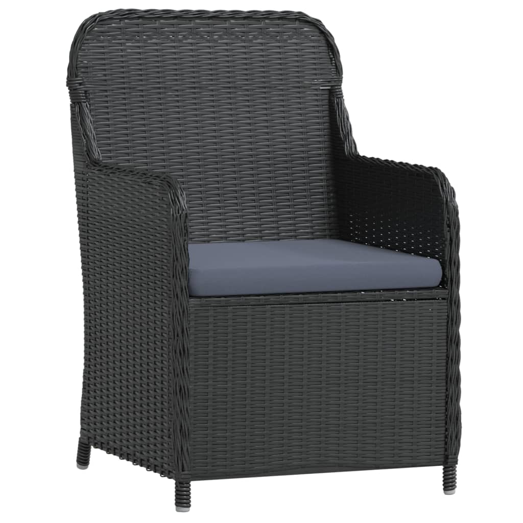 Mobilier de salle à manger de jardin avec coussins 7 pièces noir