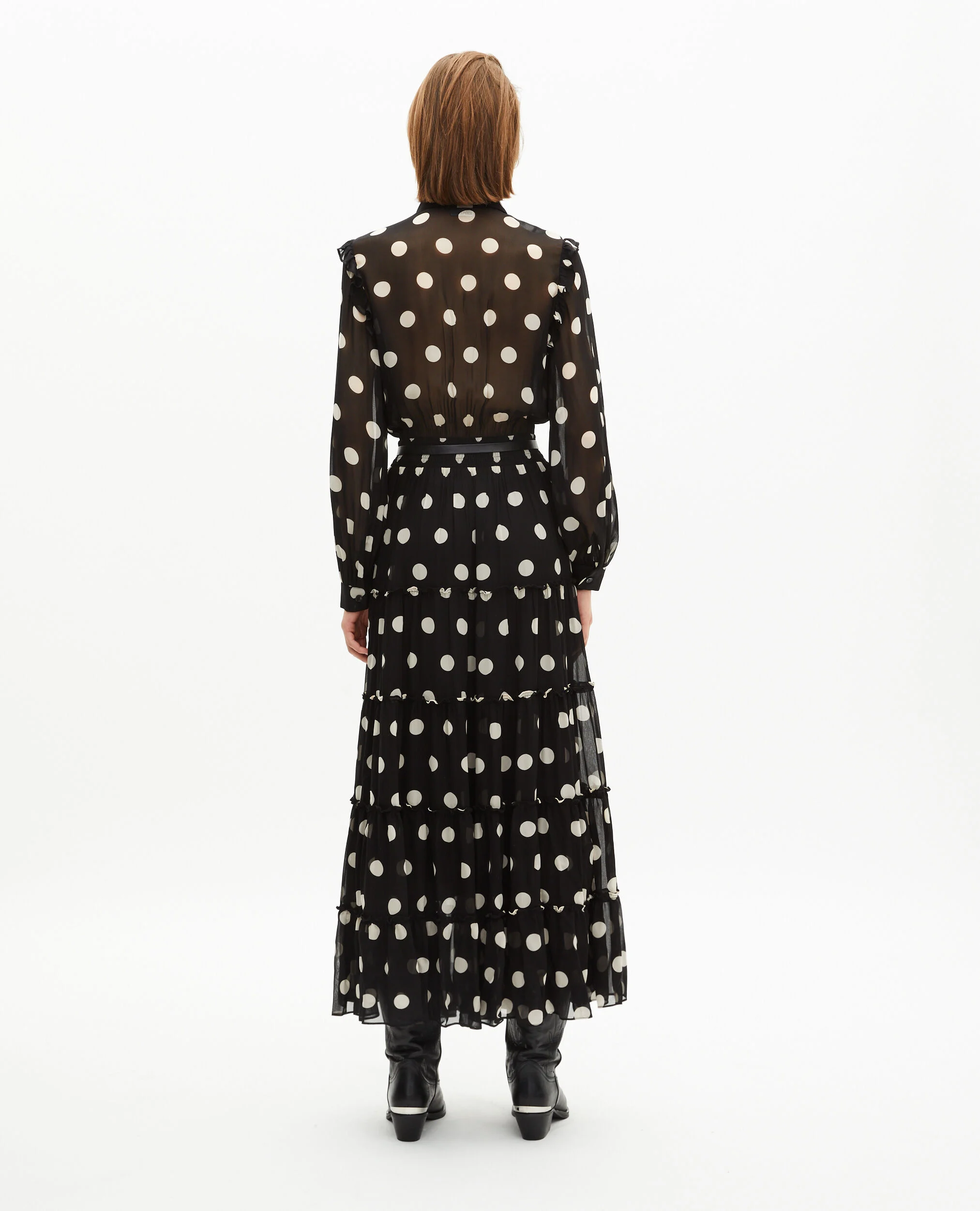 Robe longue à pois noire