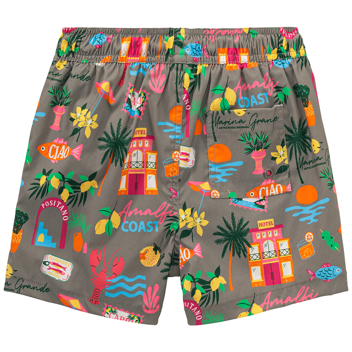 Jonas Nielsen Jungen Badeshorts mit Allover-Muster dunkeloliv / bunt