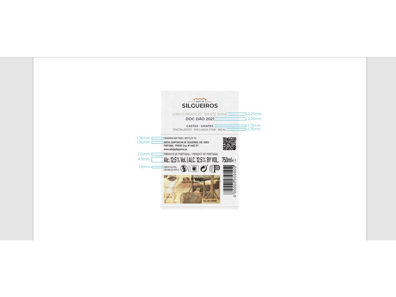 VINHO BRANCO ADEGA SILGUEIROS DÃO 0.75L