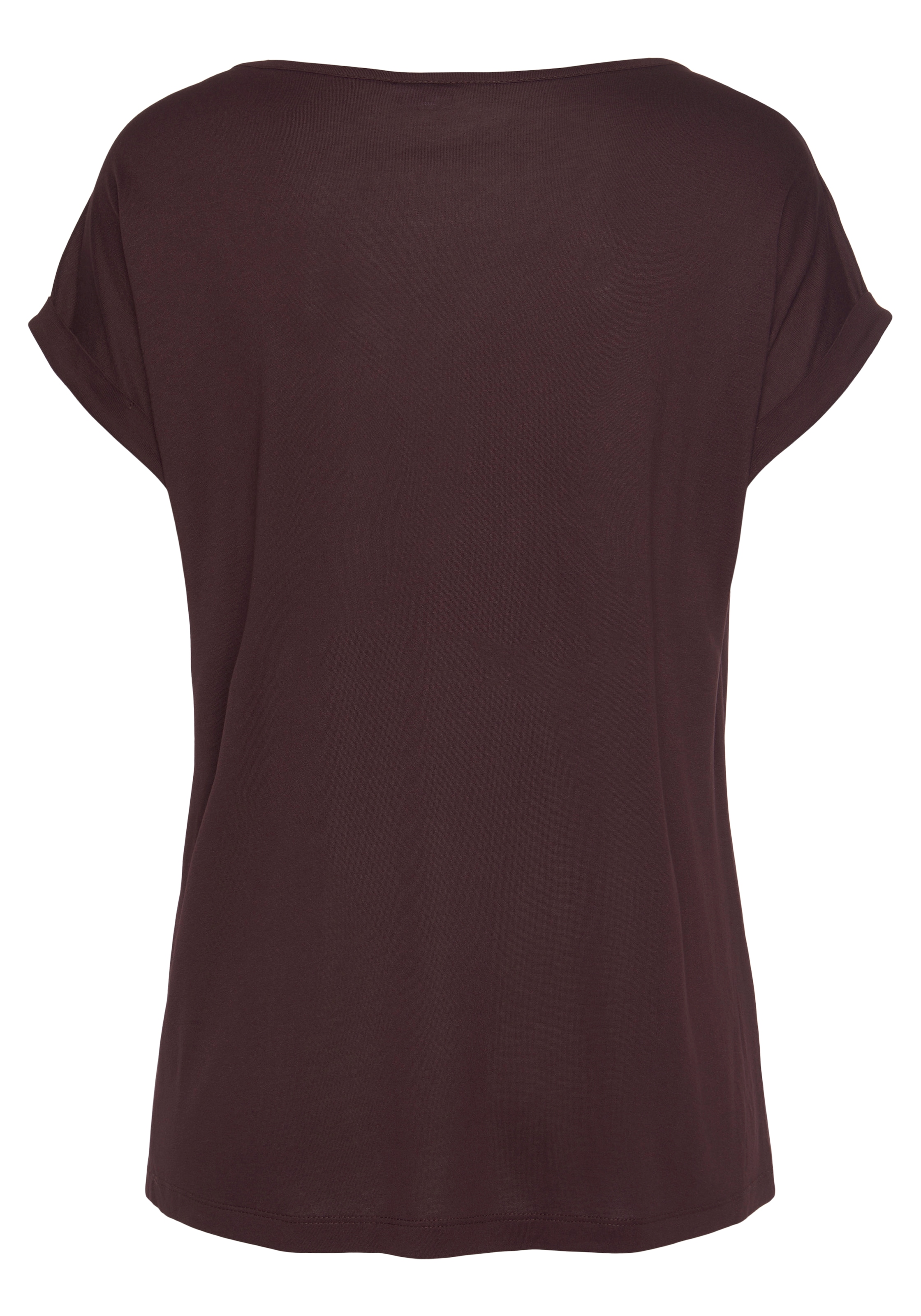 LASCANA Kurzarmshirt , mit Rundhalsausschnitt, Jerseyware, Ärmelaufschlag, Basic