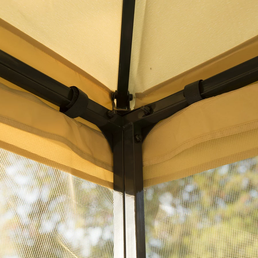 Outsunny Luxus Pavillon mit wasserabweisenden Dach gelb, schwarz