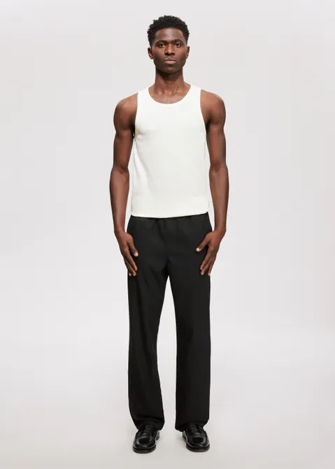 Basic rib singlet off-white (CREME)