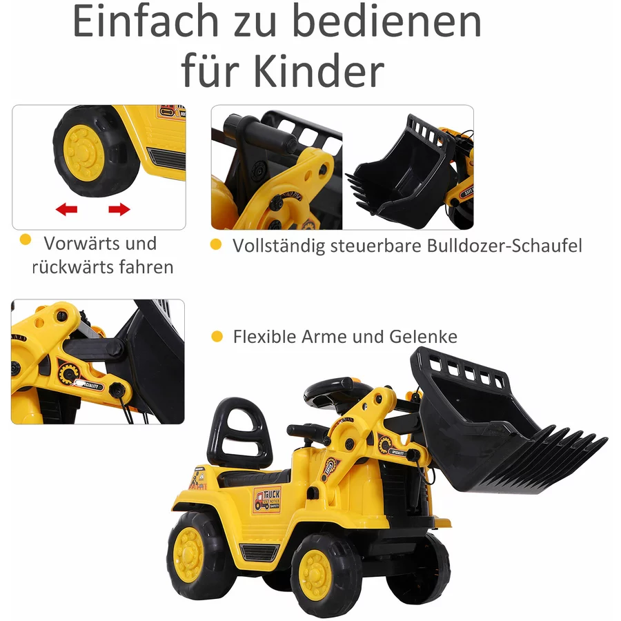 HOMCOM Trettraktor mit Stauraum gelb