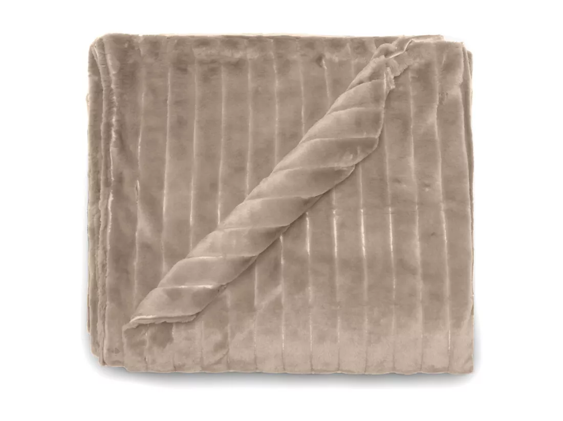 Dessus de lit 260x230 cm HERMINE fausse fourrure beige Naturel
