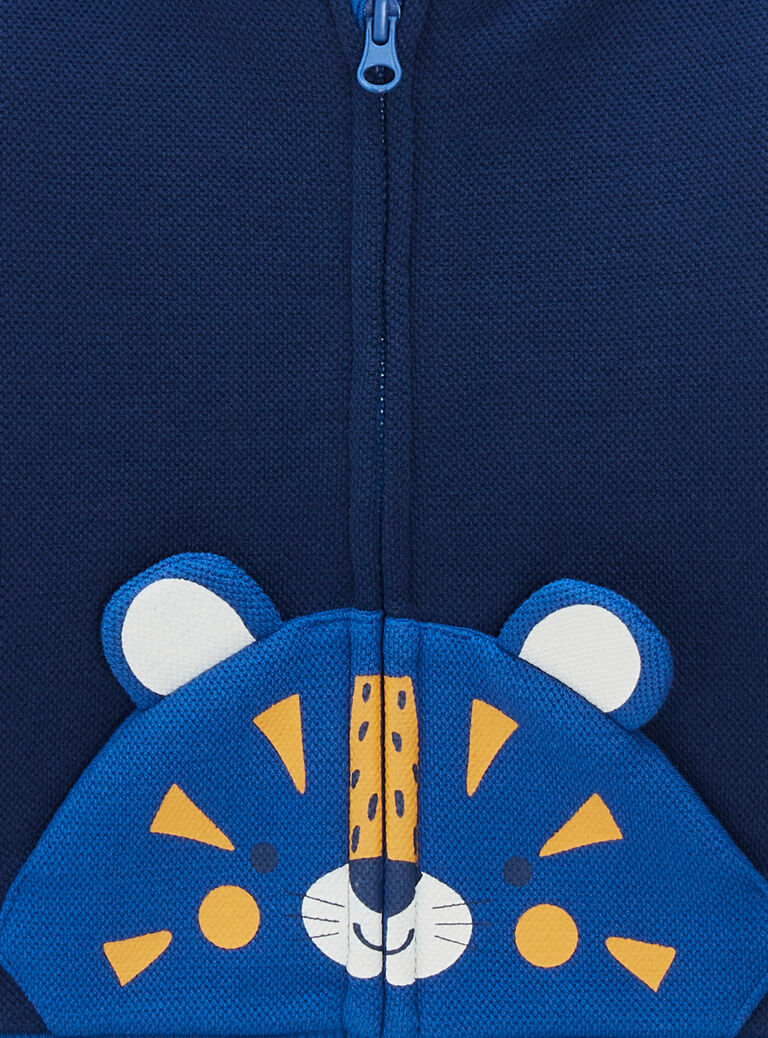 Gilet bleu style teddy à motif tigre pour bébé garçon