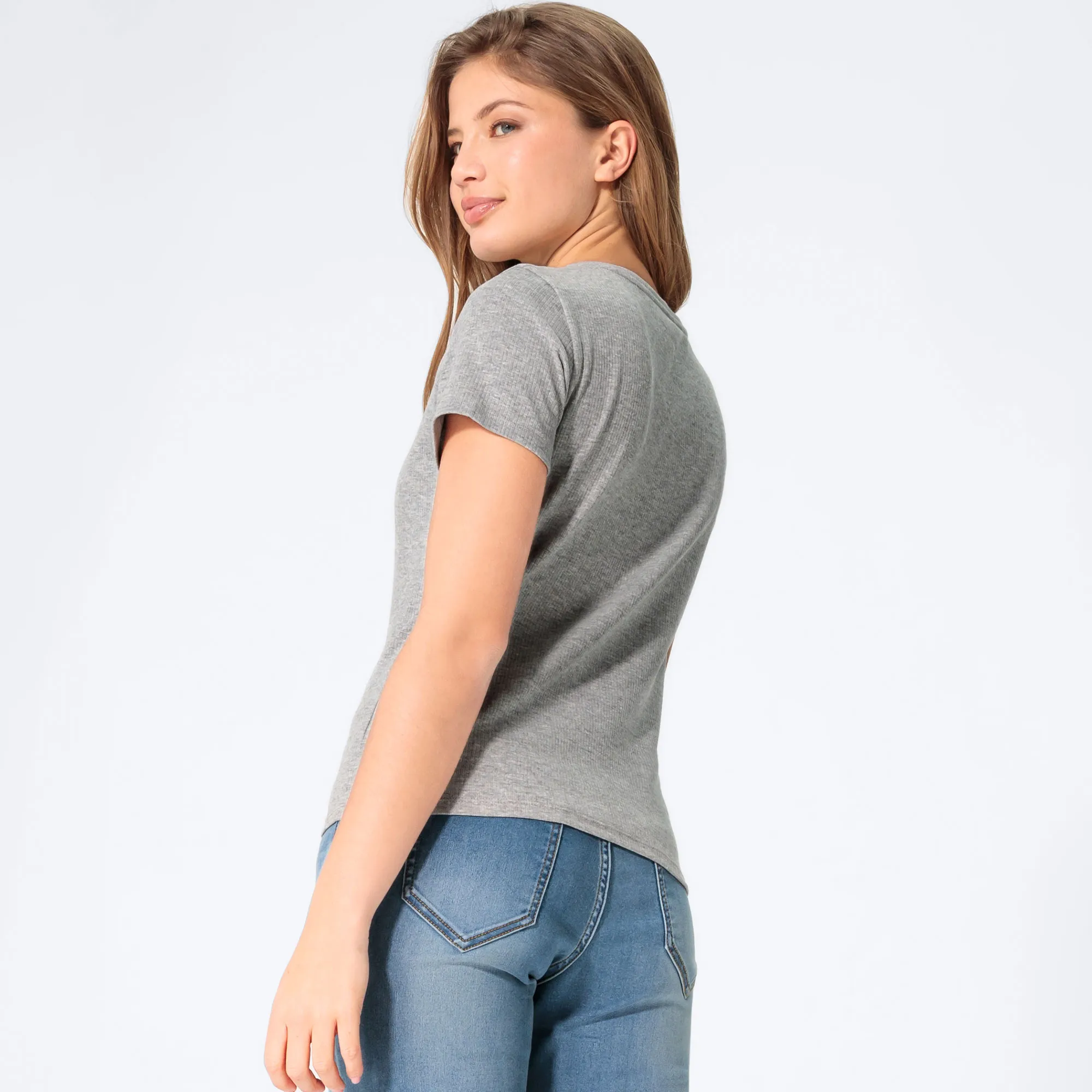 Damen-T-Shirt mit Ripp-Struktur