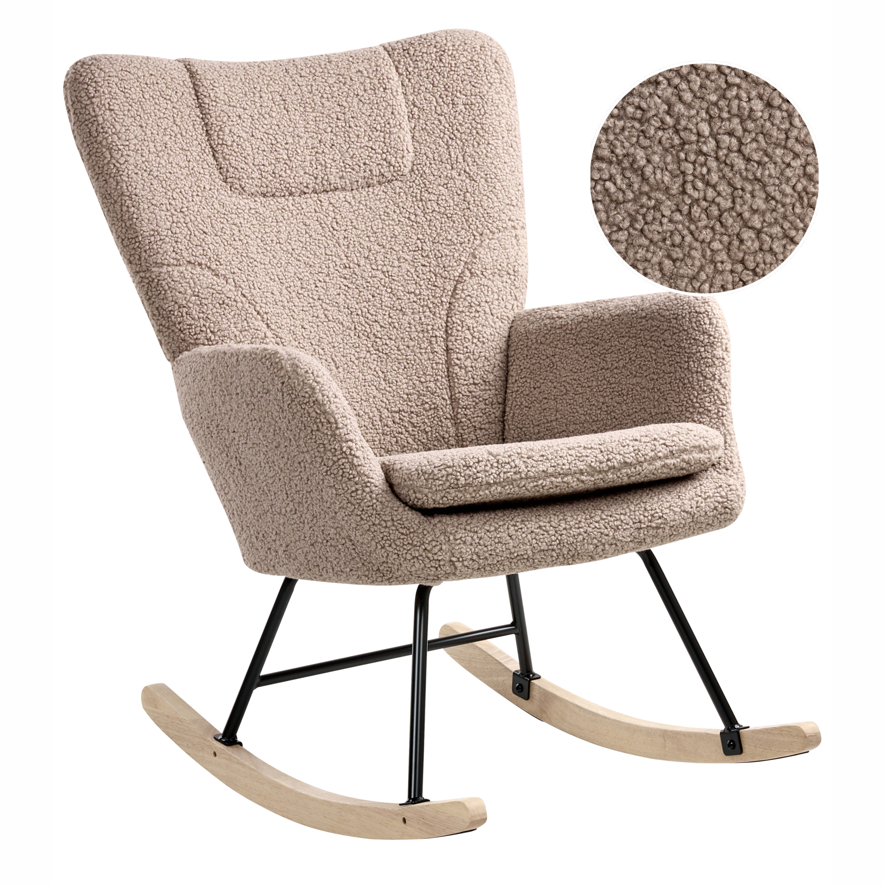 Beliani - SANDVE - Schommelstoel - Taupe - Bouclé