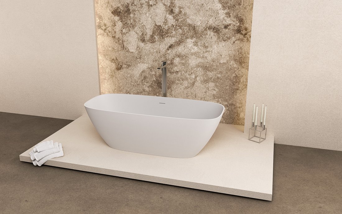 Polysan Medina vrijstaand bad wit mat solid surface 165x70cm