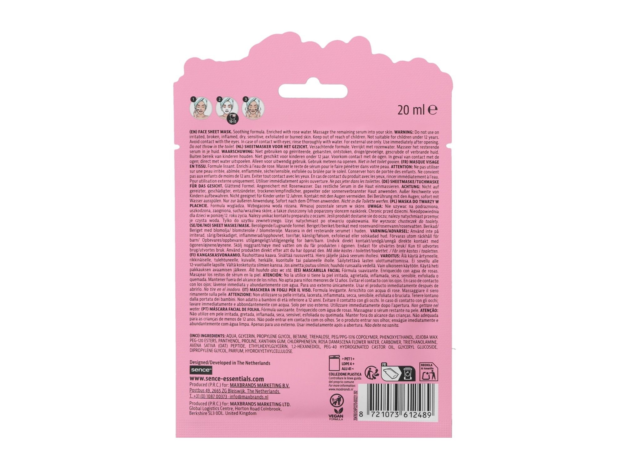 MÁSCARA FACIAL SENCE SHEET MASK PINK
