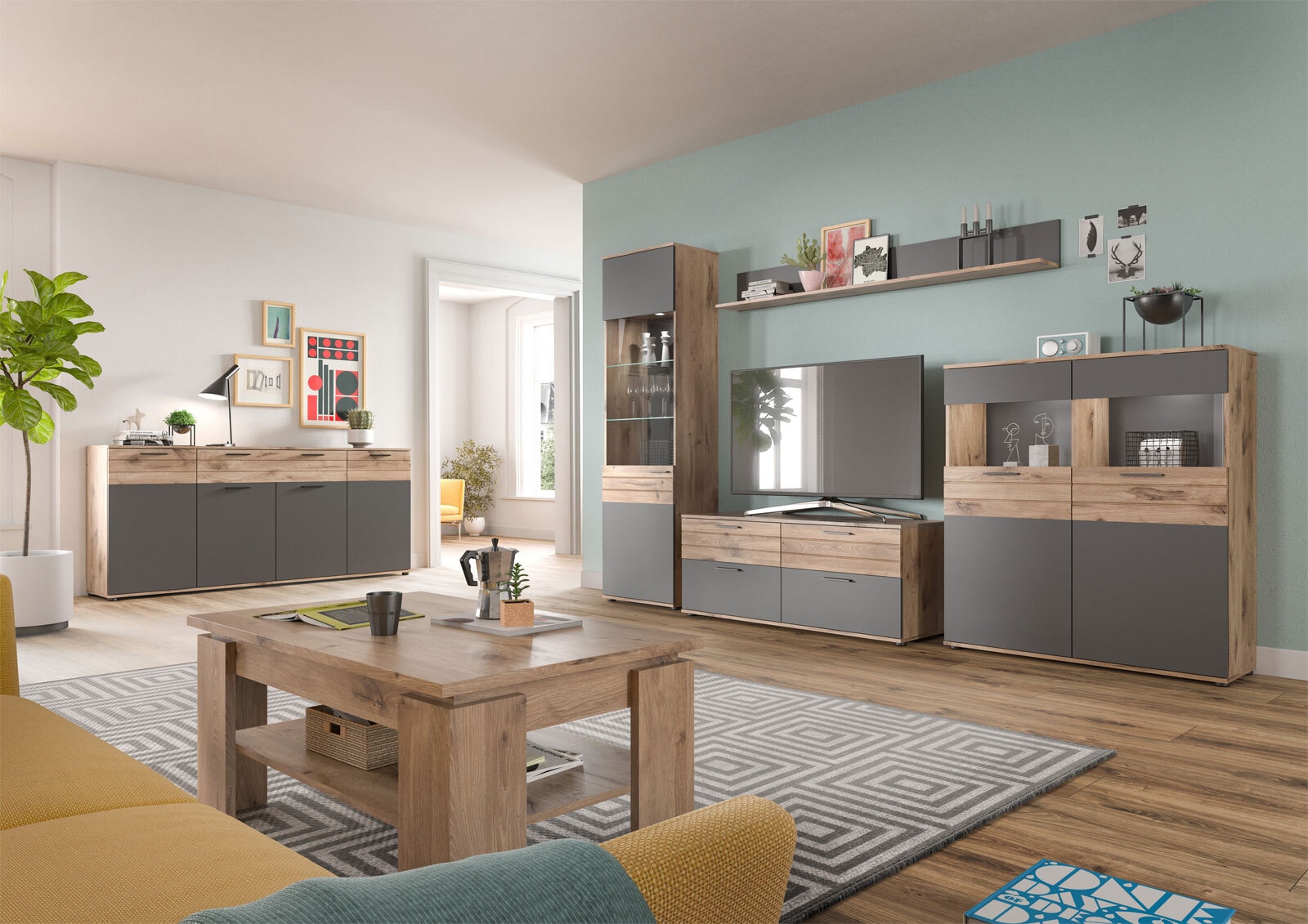 Sideboard Mason Grau/Braun 200x91x40 cm