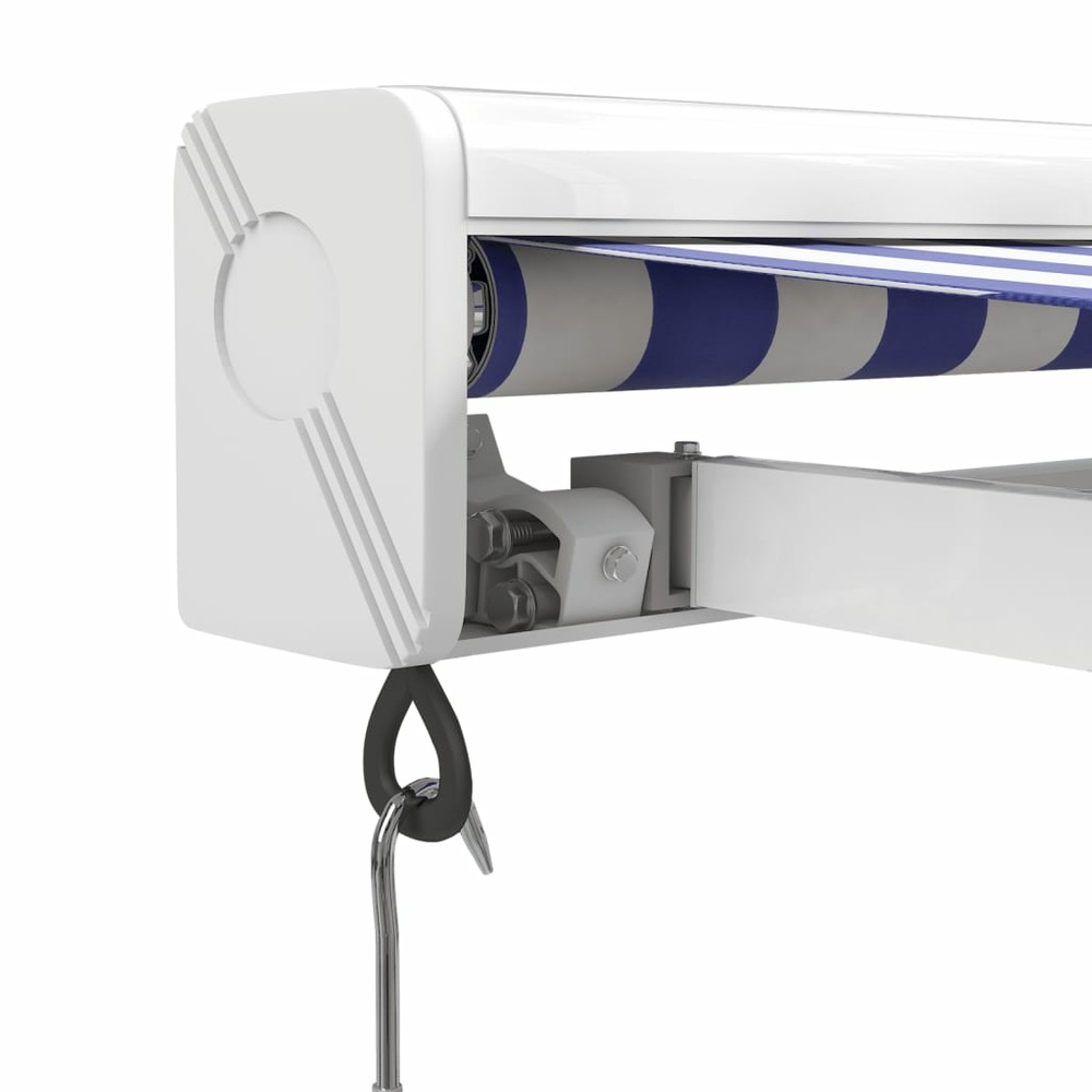 Auvent rétractable bleu et blanc 4x3 m tissu et aluminium