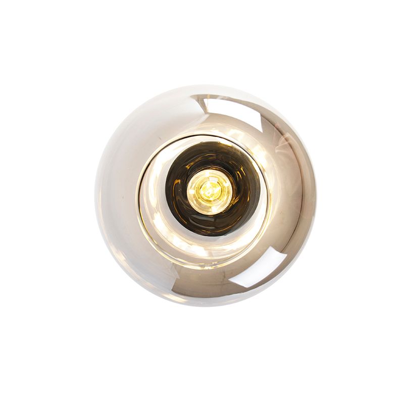 Design plafondlamp zwart met goud en smoke glas - Zuzanna