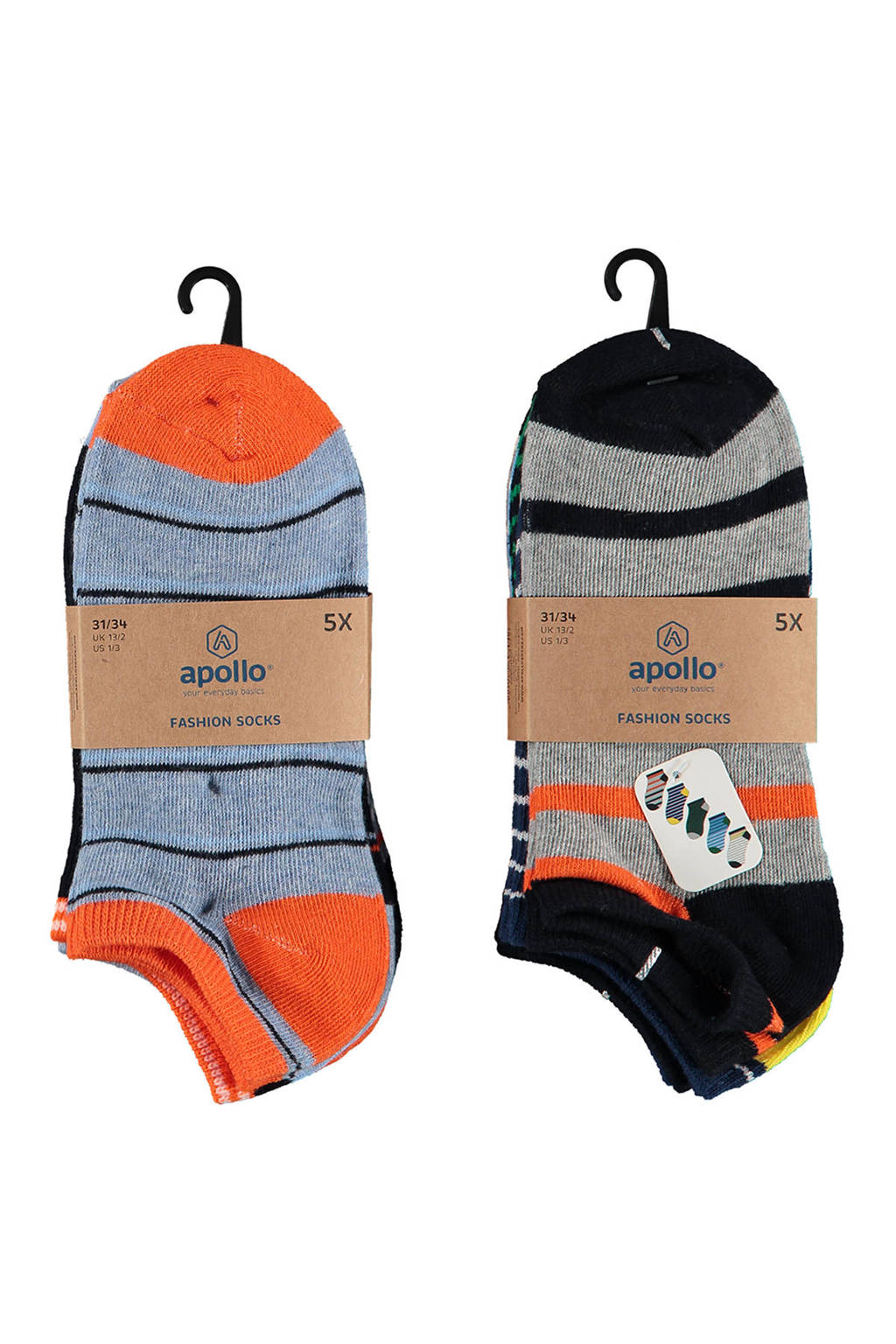 Apollo gestreepte sneakersokken - set van 10 multi