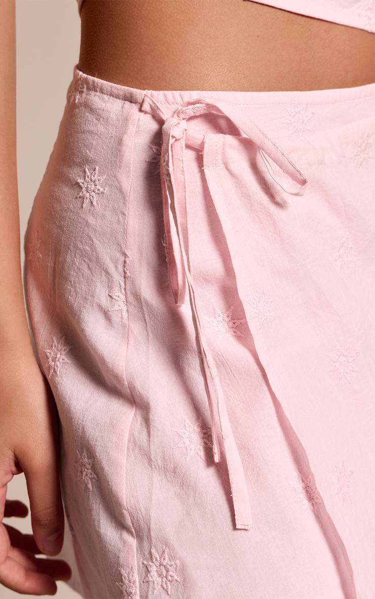 Rose Bébé Ensemble Jupe Portefeuille Broderie Florale