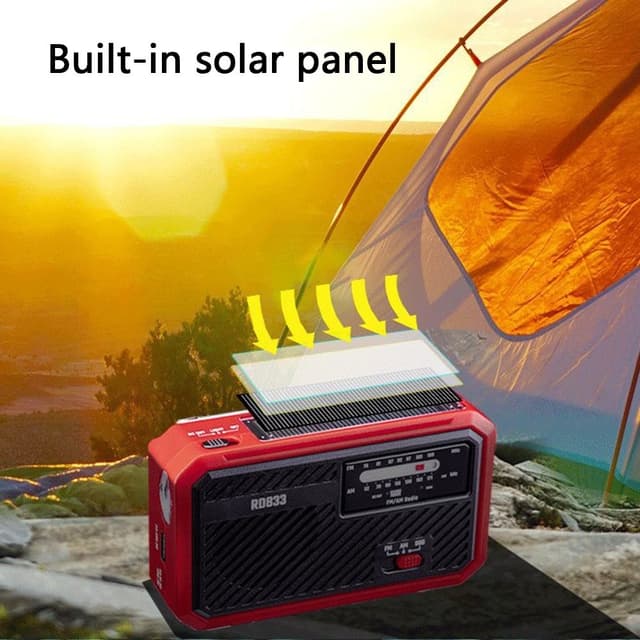 AM FM Radio Solar Charging Håndsving LED lommelygte PowerBank