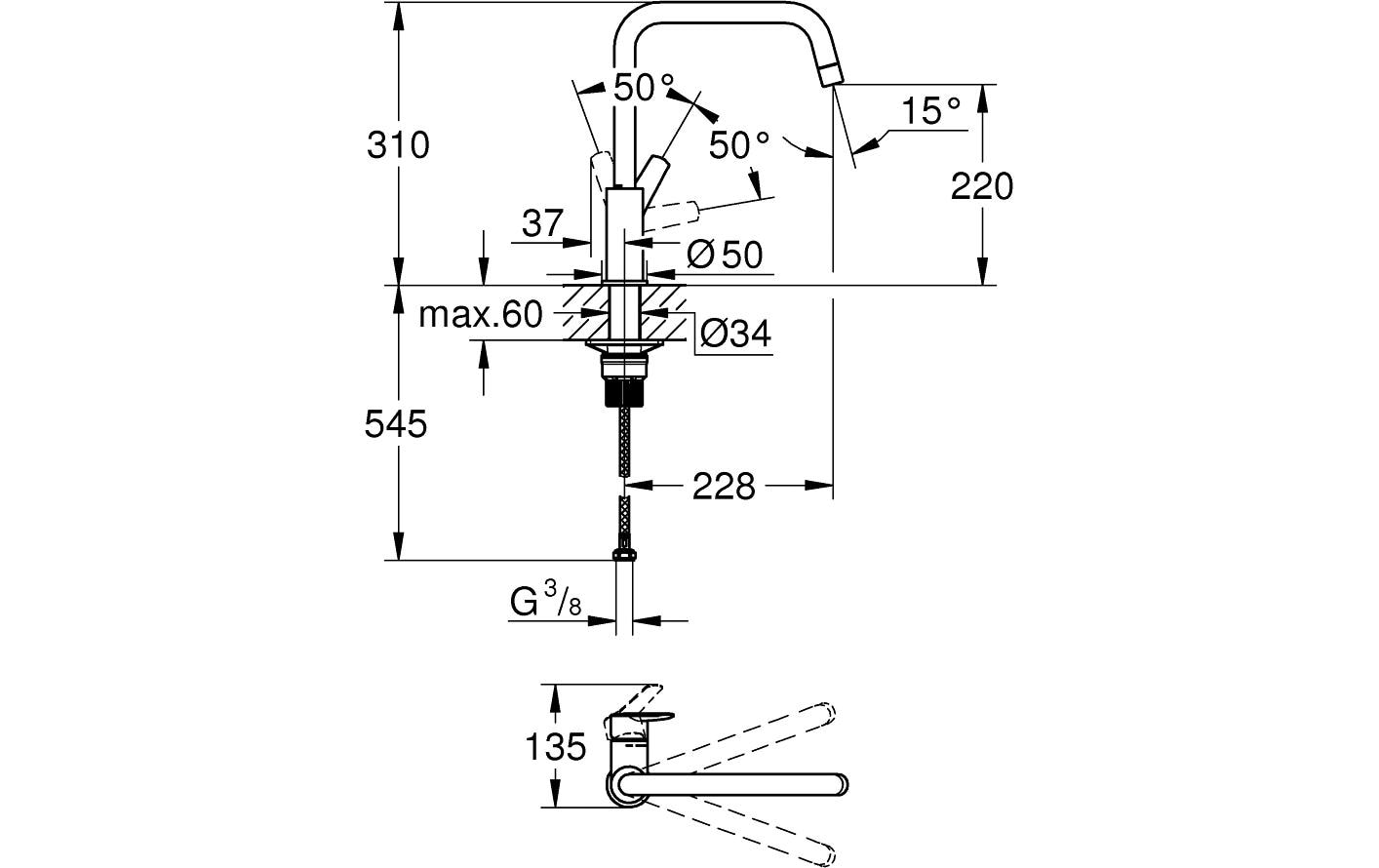 Küchenarmatur Start Mattschwarz<br>Einhand-Spültischbatterie
