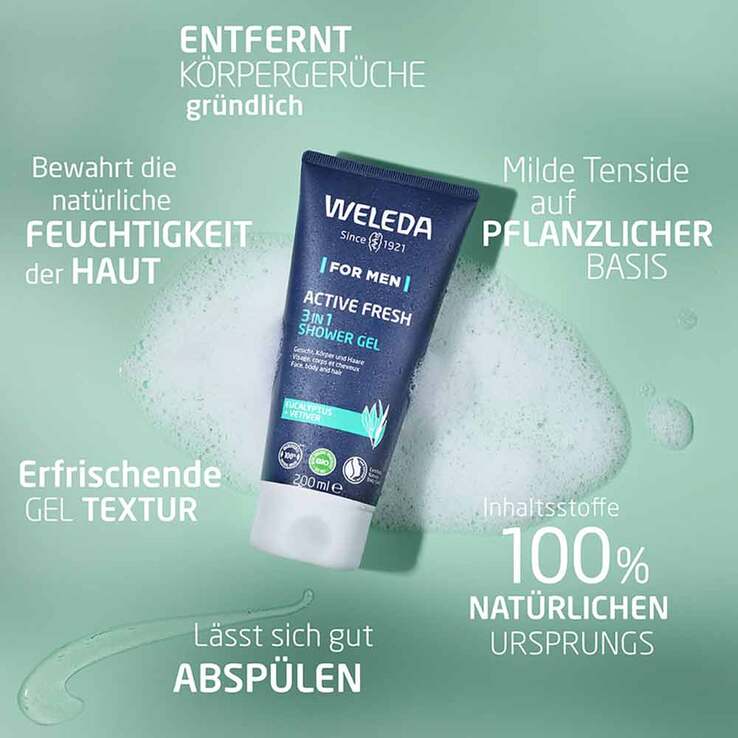 Weleda for Men Active Fresh 3in1 Shower Gel, 200 ml