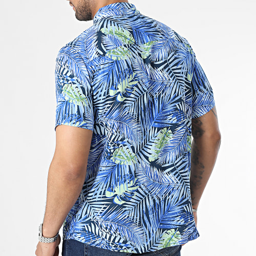 Chemise Manches Courtes Bleu Floral