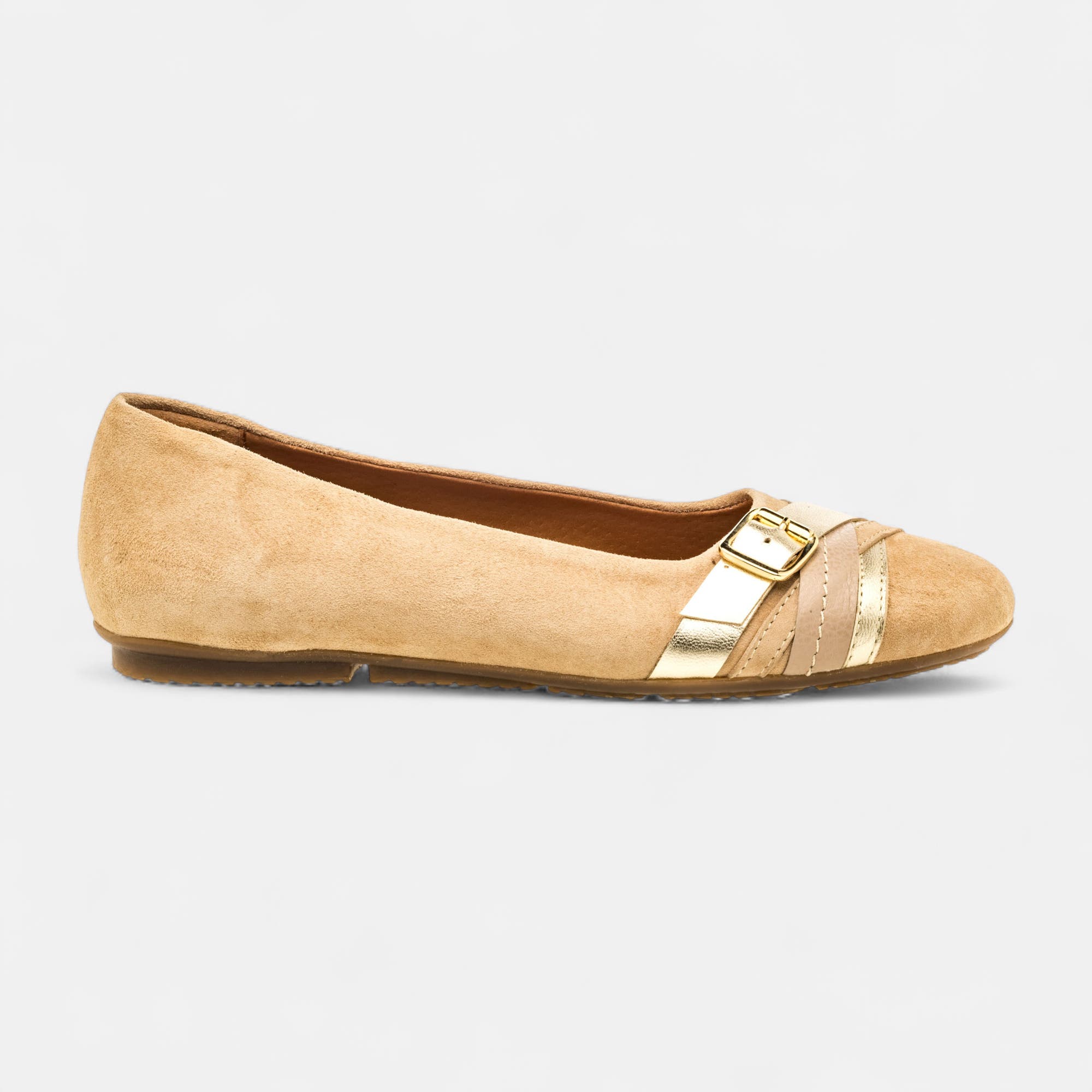 Ballerines Femme en cuir beige