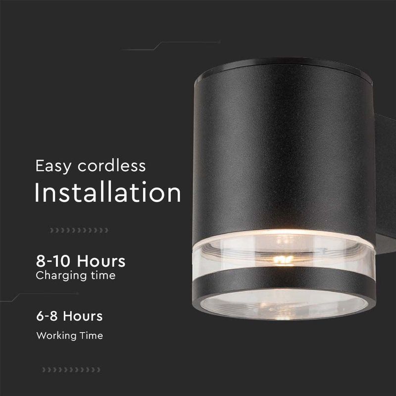 LED Solar Wandlamp - Zwart - Aluminium - Warmwitte Gloed 3000K