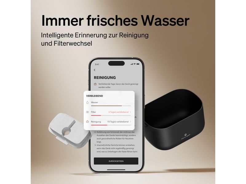 Petlibro Dockstream intelligenter Katzenbrunnen Schwarz Intelligenter Trinkbrunnen mit App-Steuerung für Haustiere