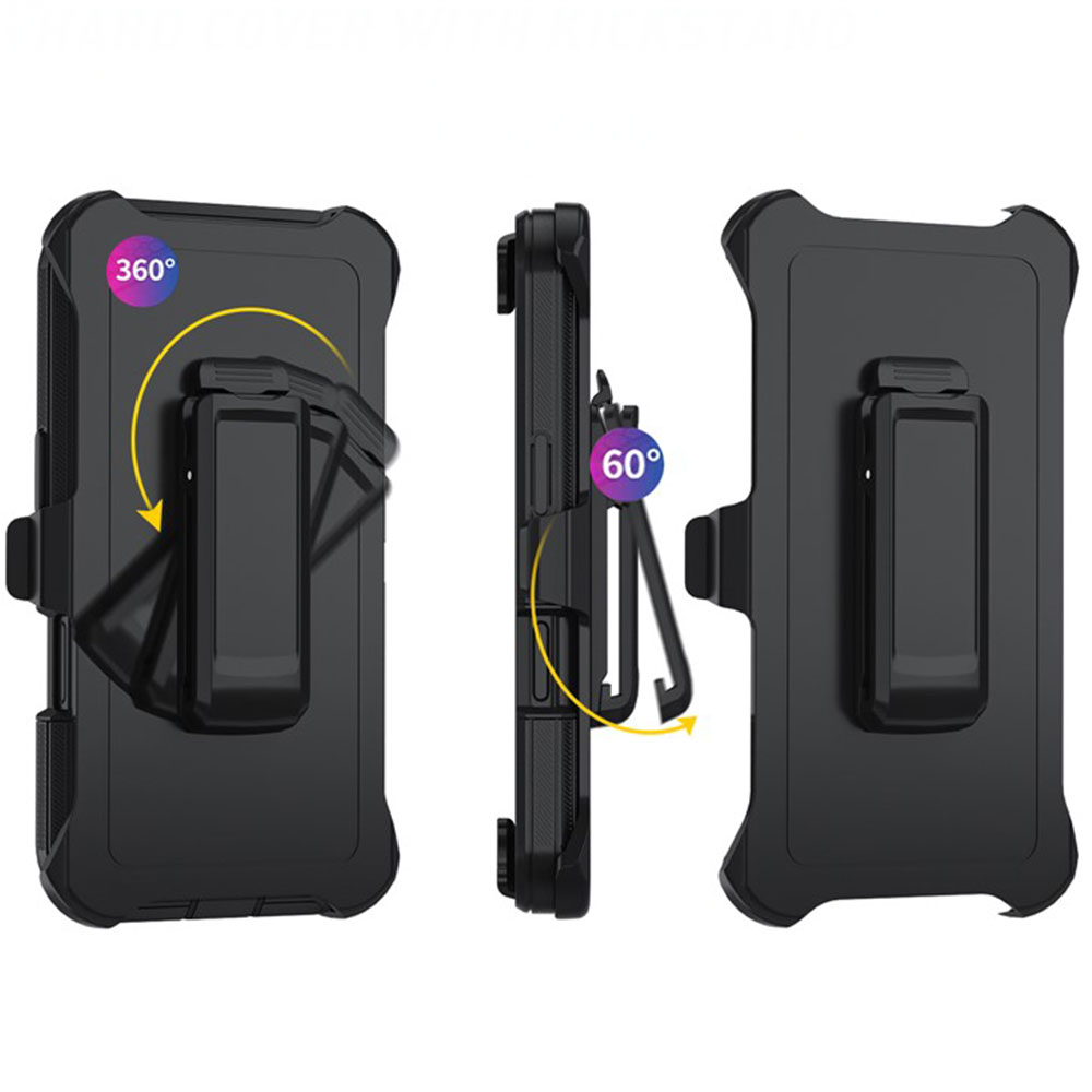 iPhone 16 Pro Outdoor Hybrid Schutz Hülle Defender   Gürtel Clip Holster - Schwarz