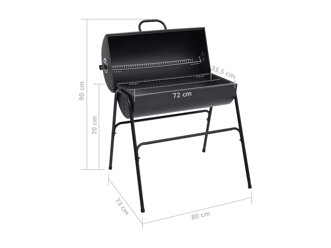 Gril à baril avec 2 grilles de cuisson Noir 80x95x90 cm Acier