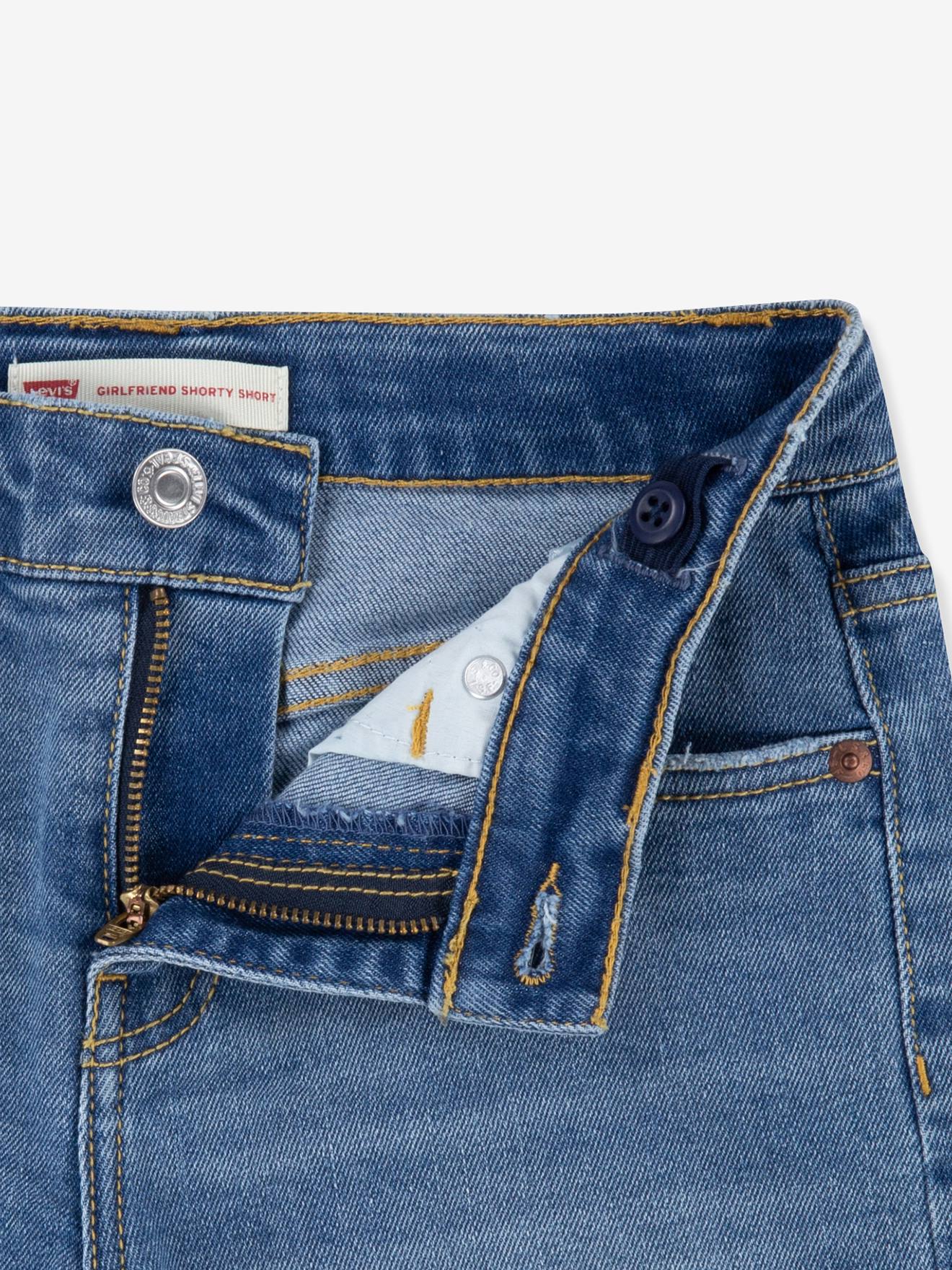 Shorts Levi's® LVB Girlfriend azuis com bainha