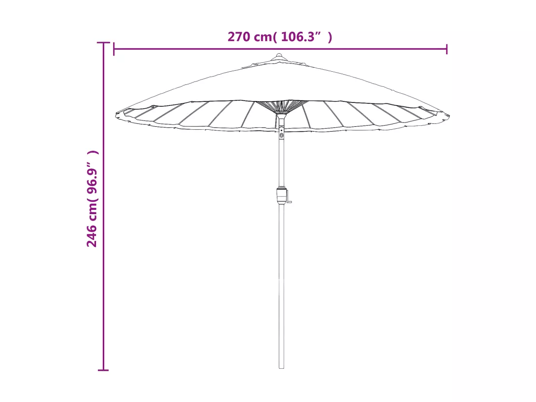 Parasol d'extérieur et mât avec aluminium 270 cm Terre cuite