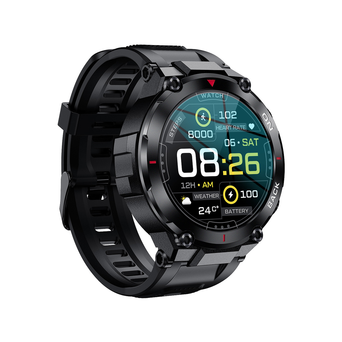 Montre SMARTY 2.0 pull up mixte connecté métal noir bracelet silicone noir