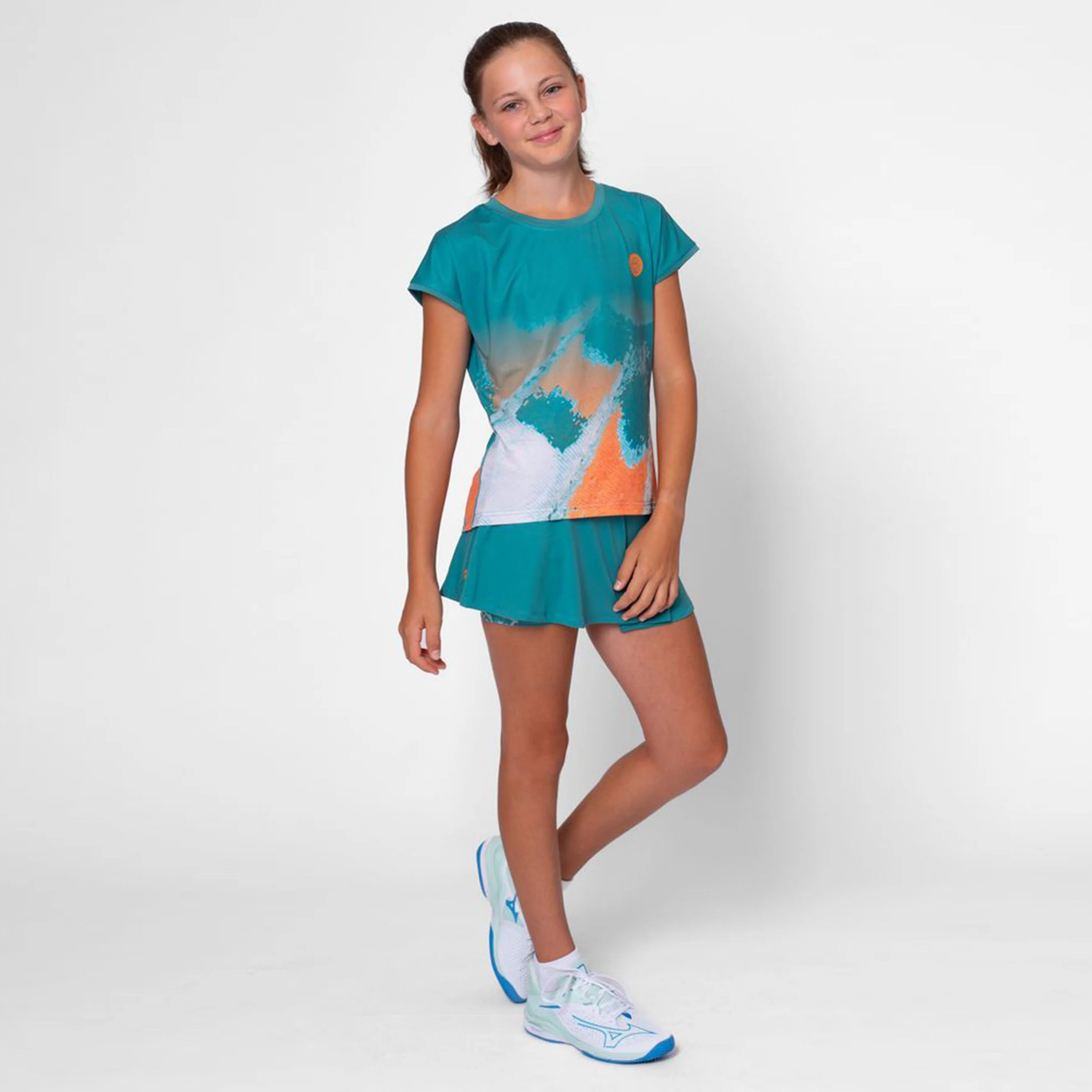 BIDI BADU Melbourne 2025 T-shirt Filles - Bleu Petrol, Orange