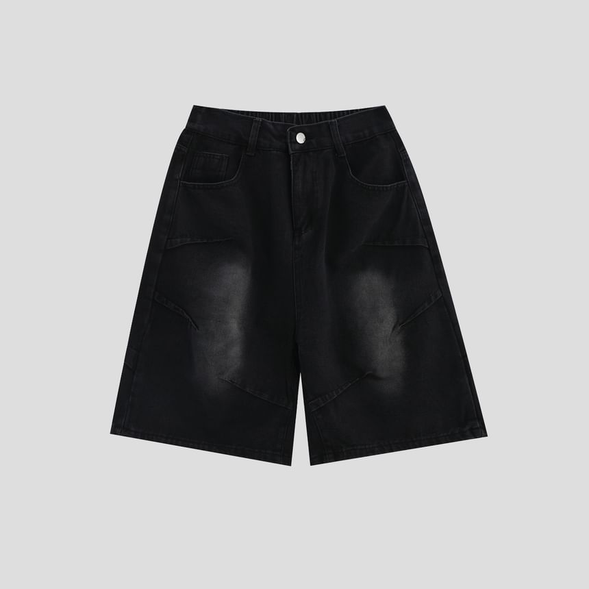 Banash - Mid Rise Washed Denim Shorts