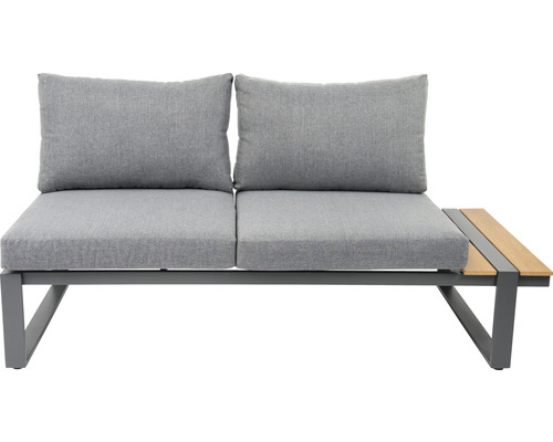 Garden Place Eila loungeset, 237 x 237 cm, 7-zits, 3-delig, inclusief tafel 120 x 70 x 69 cm in houtlook, inclusief lichtgrijze zitkussens