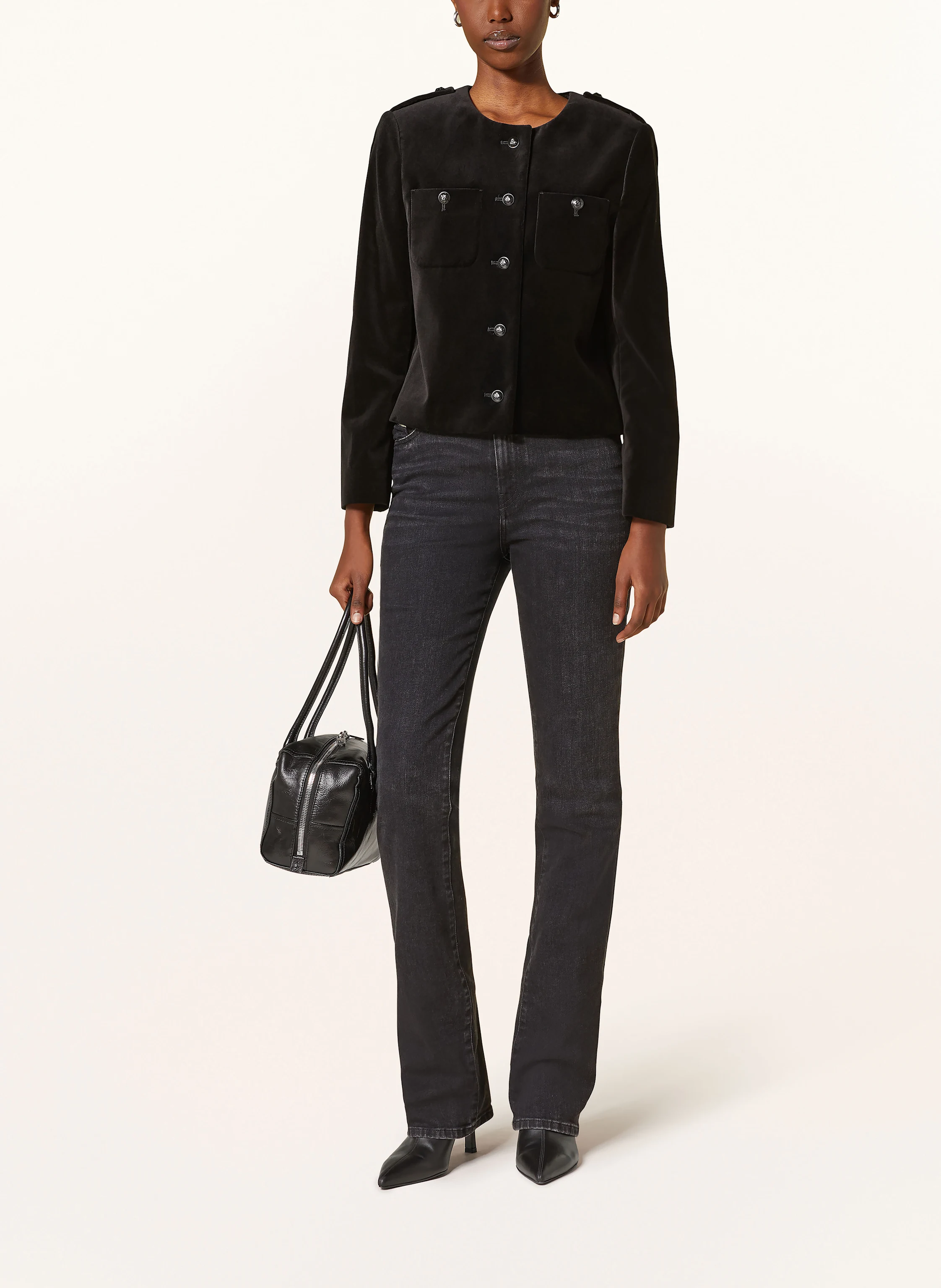REISS Cropped-Blazer aus Samt