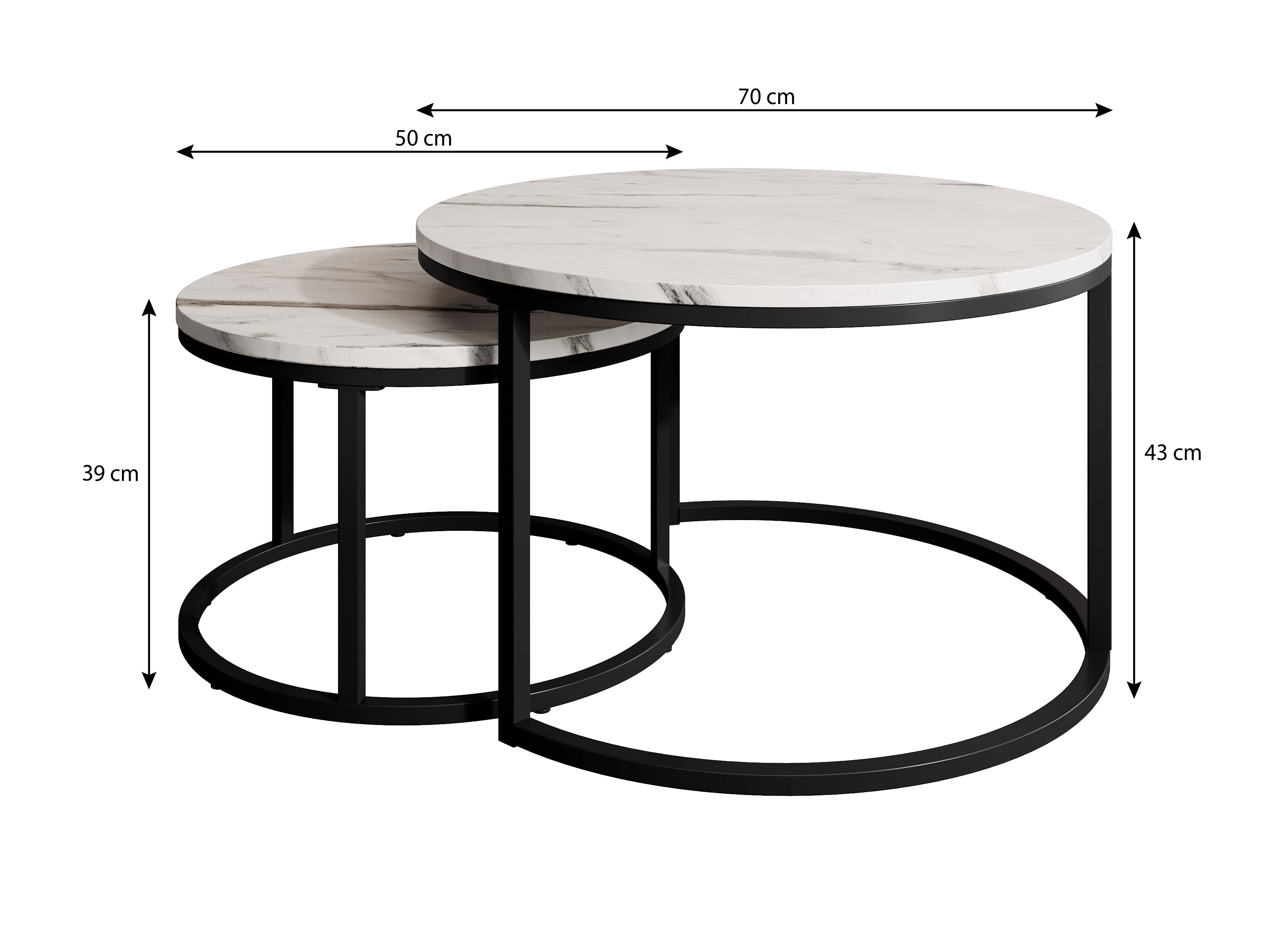 Rica 2 - Salontafel set van 2 - Wit marmerlook