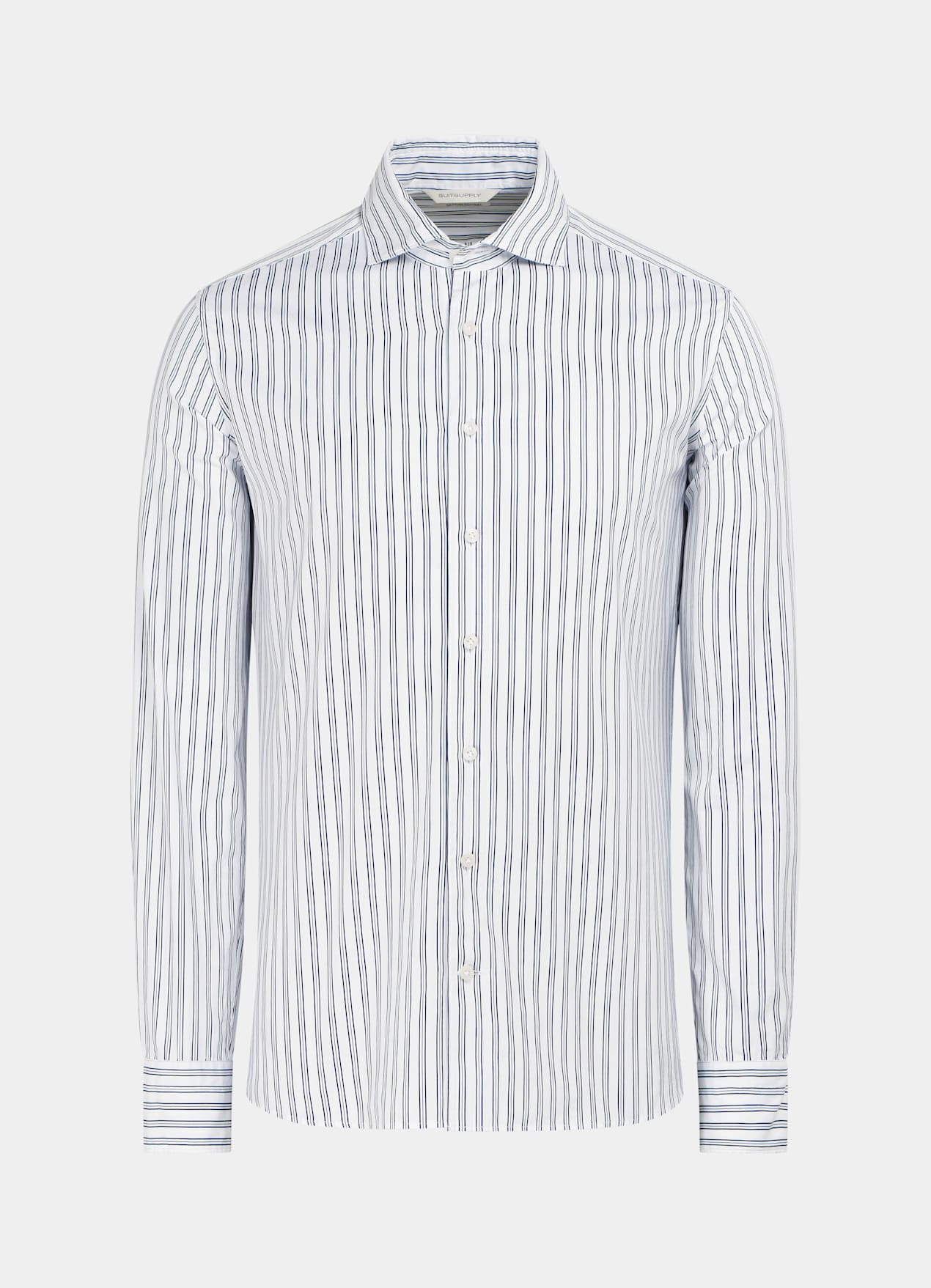 Chemise coupe ajustée bleu marine à rayures