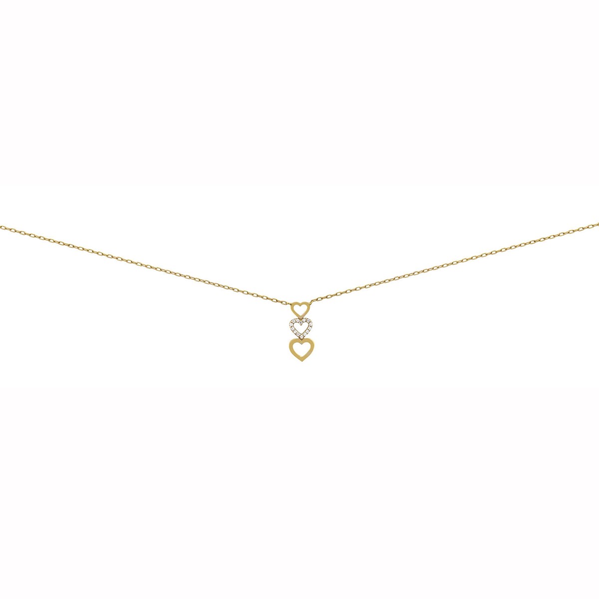 Collier Brillaxis trois coeurs or jaune 9 carats