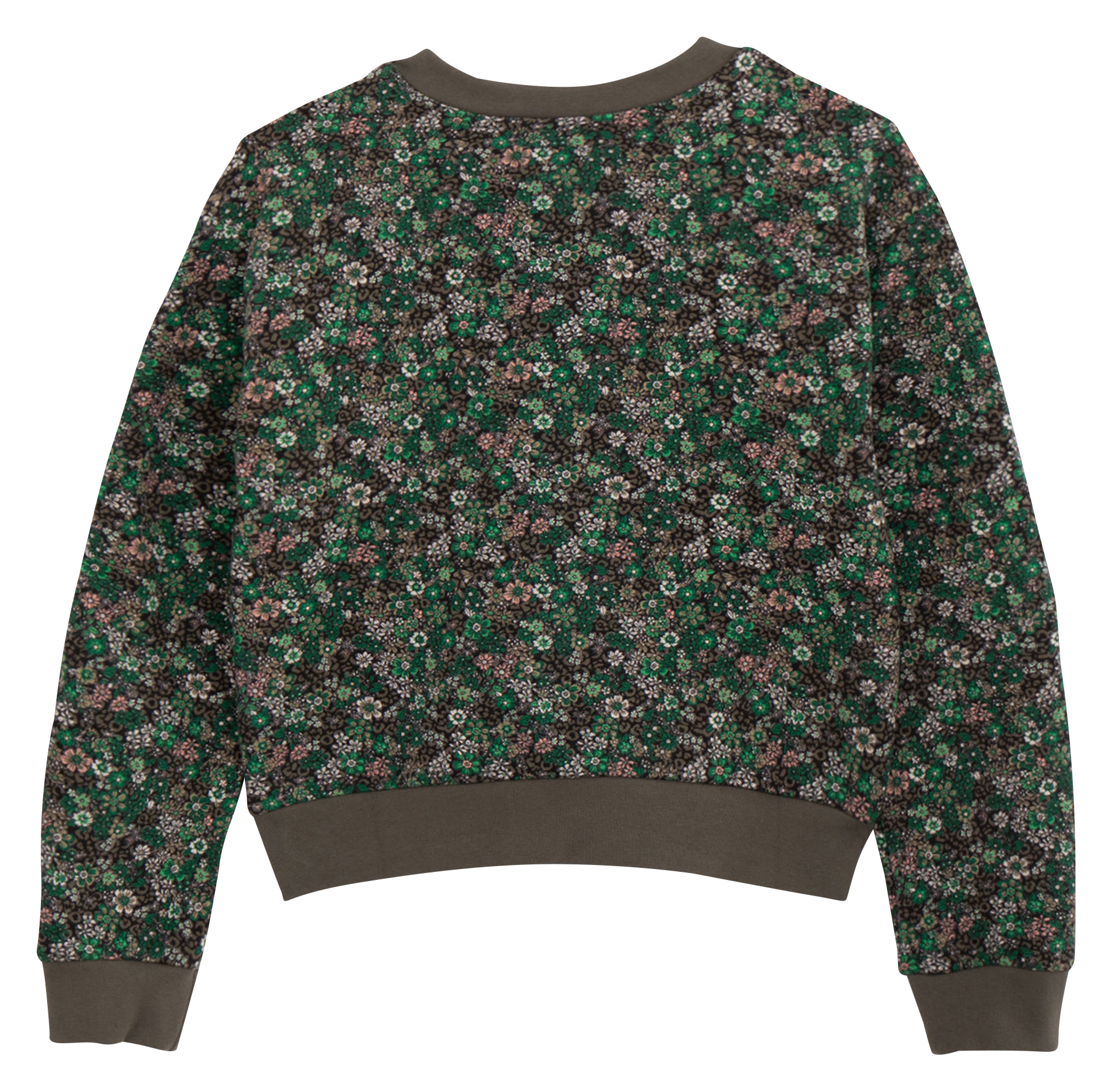 Sweat col rond en coton mélangé | Kaki