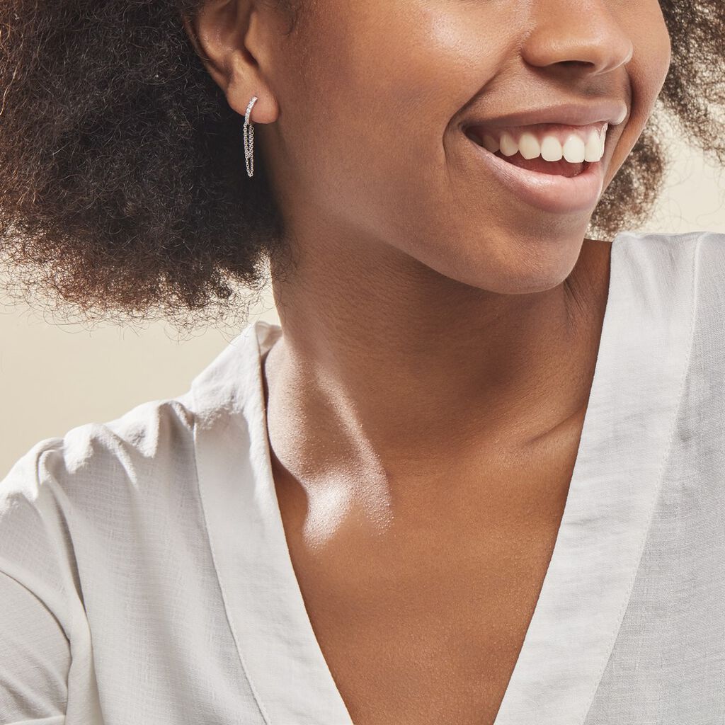 Créoles Argent Blanc Ibai Oxydes De Zirconium