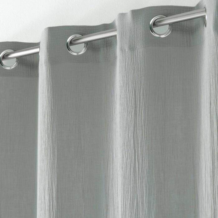 RIDEAU A OEILLETS 135X240CM GAZE DE COTON ANGELIA GRIS