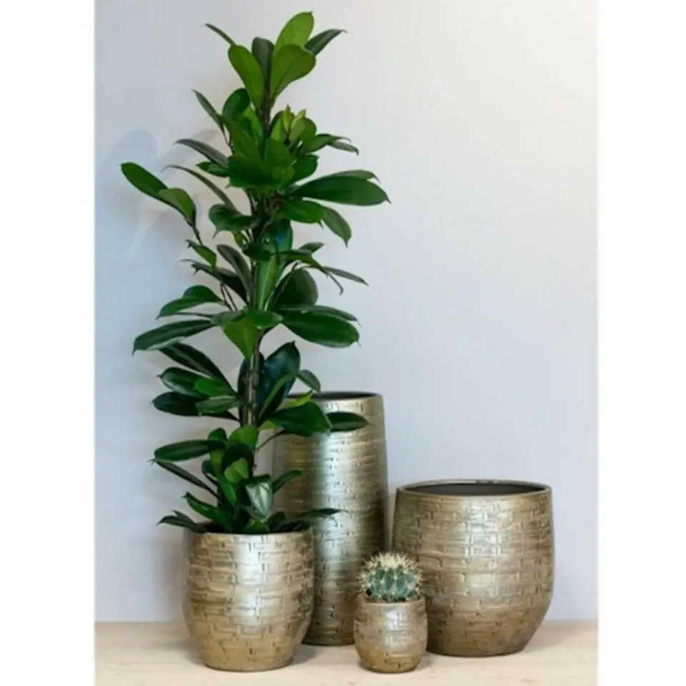 Bela Arte Plantenpot - keramiek - goud glans - D24-H22 cm