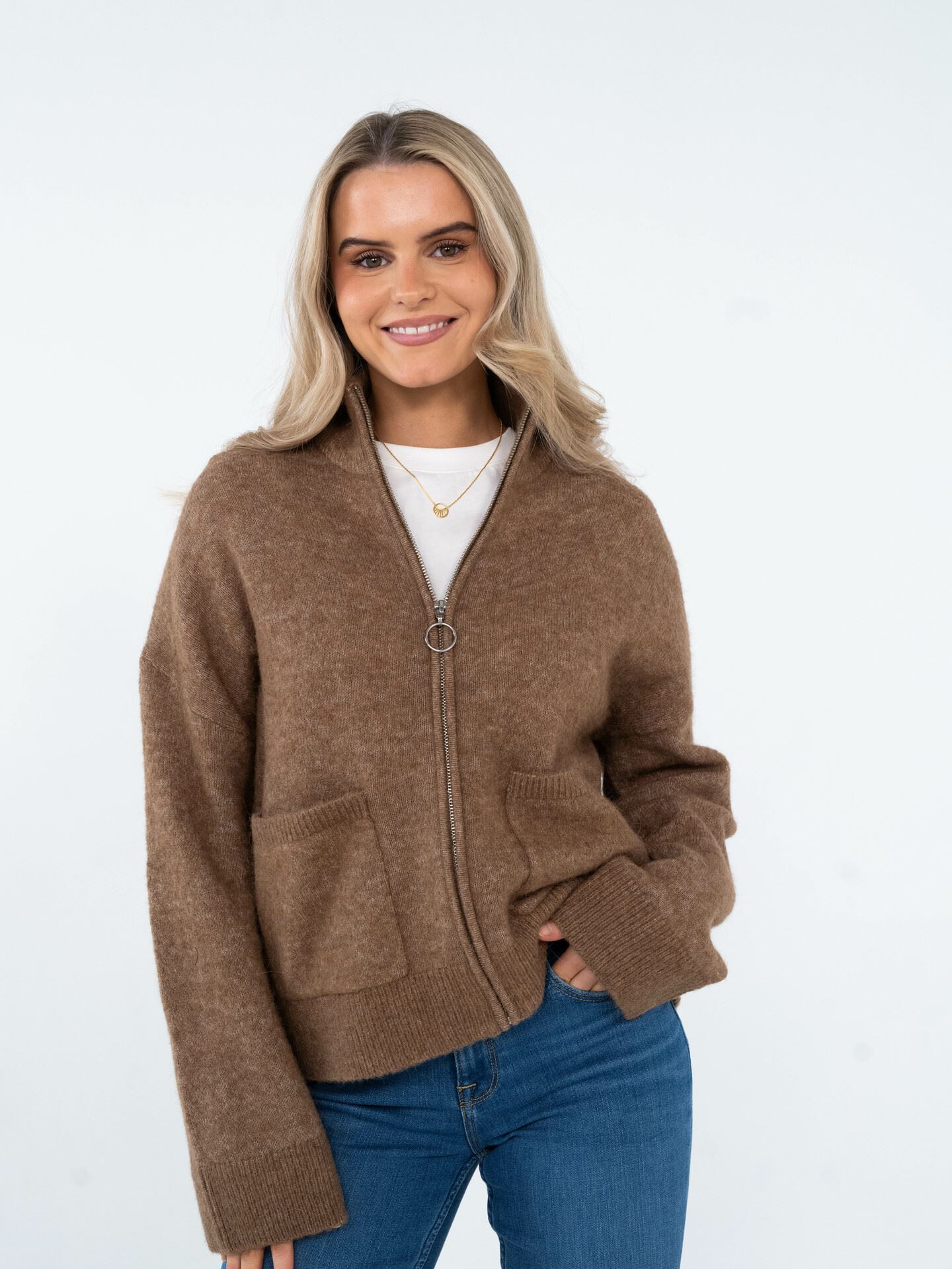Sia Ras Long Sleeve Knit Zipper Cardigan