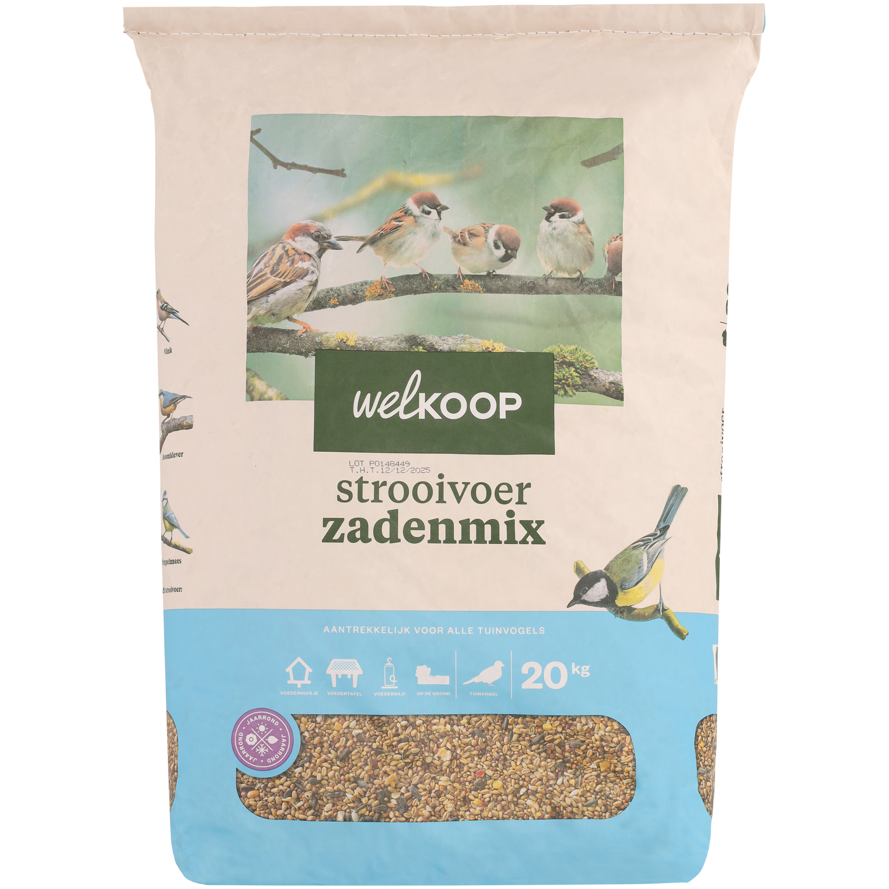 Welkoop - Strooivoer met Zaden - Tuinvogelvoer - 20 Kilogram - Zadenmix