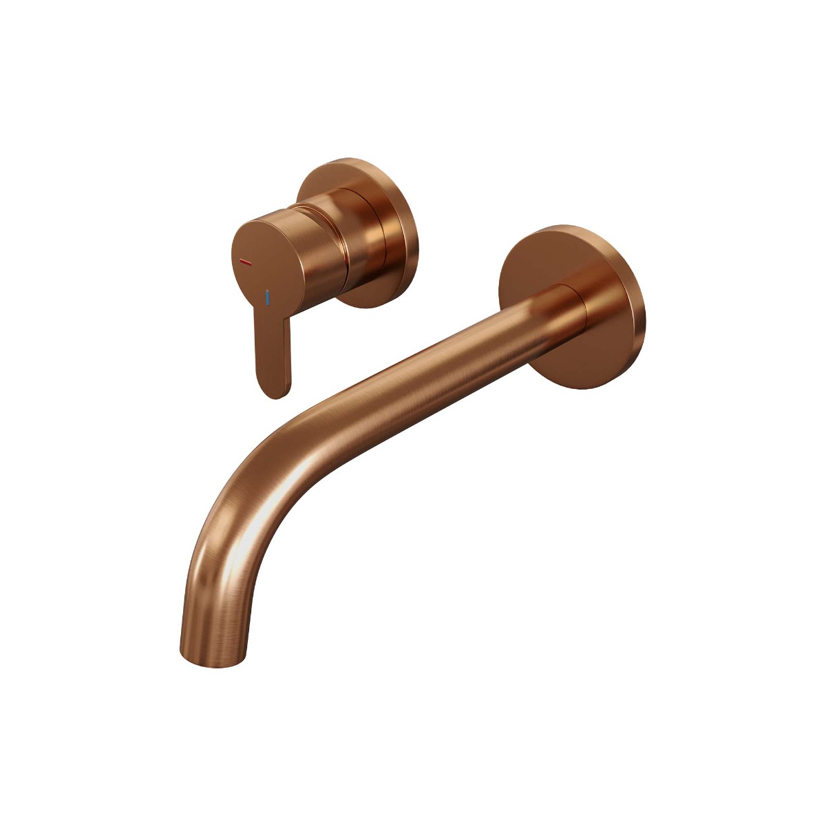 Brauer Copper Edition ColdStart wastafelkraan inbouw gebogen uitloop en rozetten model D2 koper geborsteld PVD