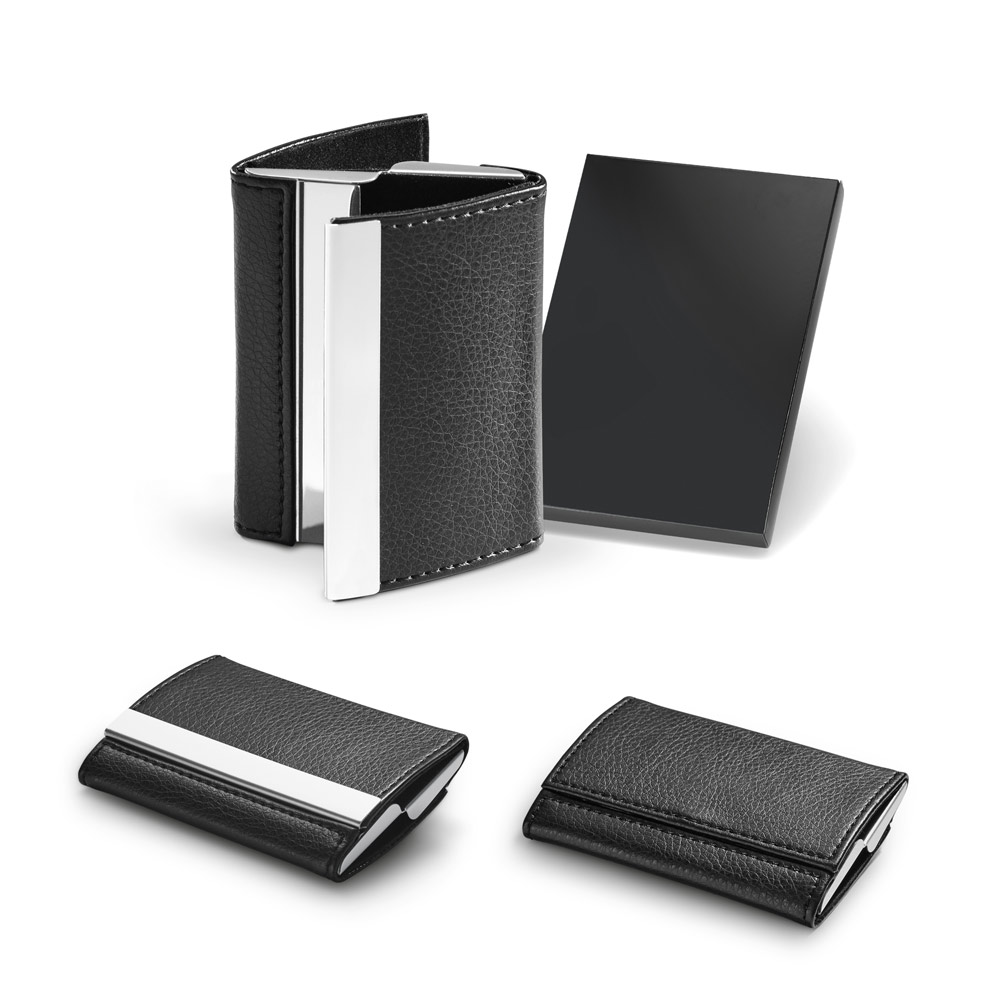 hi!dea 93318 - Double porte-cartes en métal et PU